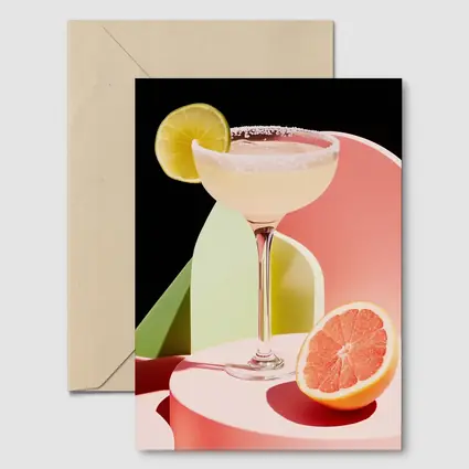 Margarita Cocktail Glass Grapefruit Geometric Background