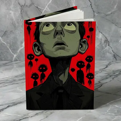 Anxious Man Surrounded By Dark Creatures Red