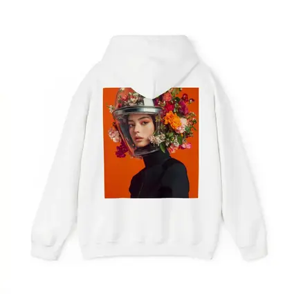 Woman Floral Helmet Fashion Orange Background