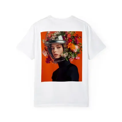 Woman Floral Helmet Fashion Orange Background