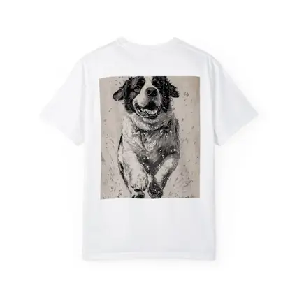 Saint Bernard Dog Running Charcoal Sketch Art