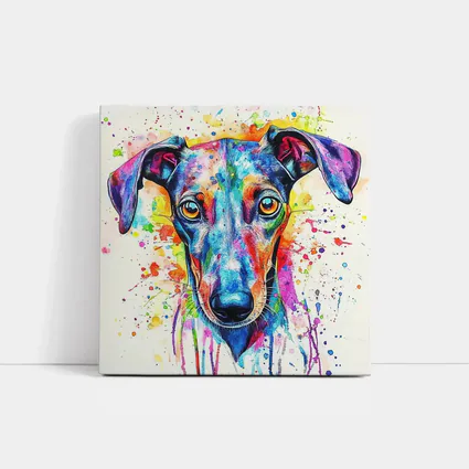 Colorful Greyhound Dog Watercolor Splatter Art