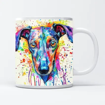 Colorful Greyhound Dog Watercolor Splatter Art