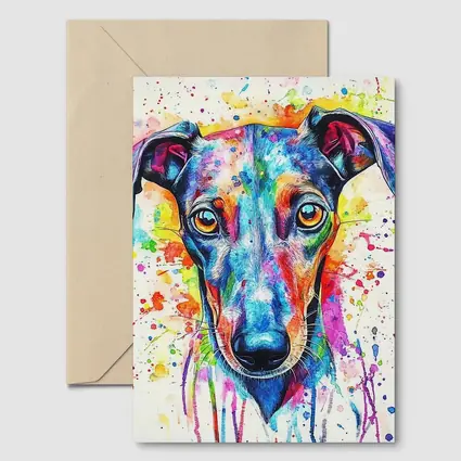 Colorful Greyhound Dog Watercolor Splatter Art