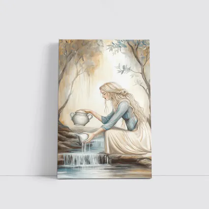 Aquarius Woman Pouring Water Forest Art