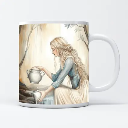 Aquarius Woman Pouring Water Forest Art