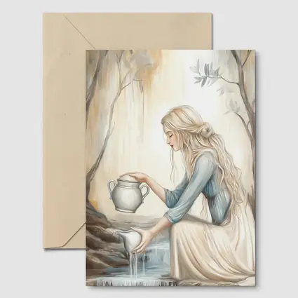 Aquarius Woman Pouring Water Forest Art