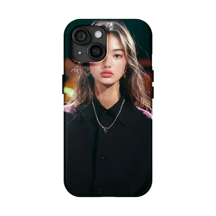Young Asian Woman Night City Neon Background