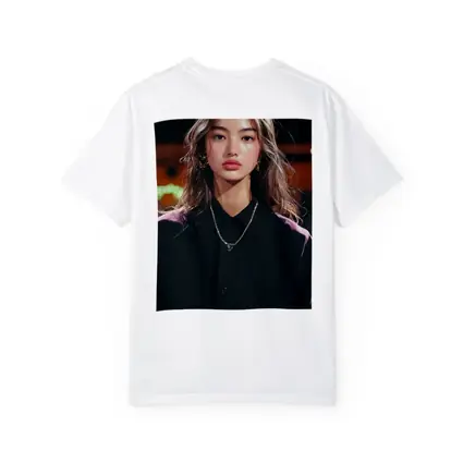 Young Asian Woman Night City Neon Background