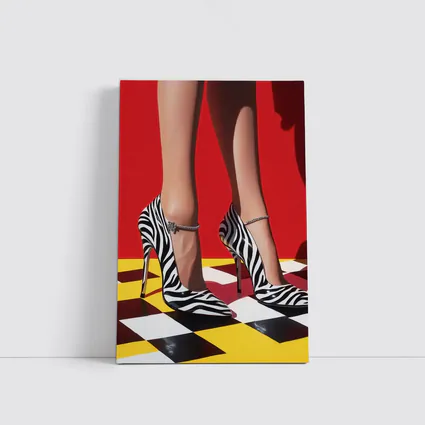 Zebra Print Heels Red Checkered Floor