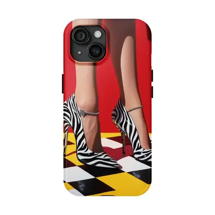 Zebra Print Heels Red Checkered Floor