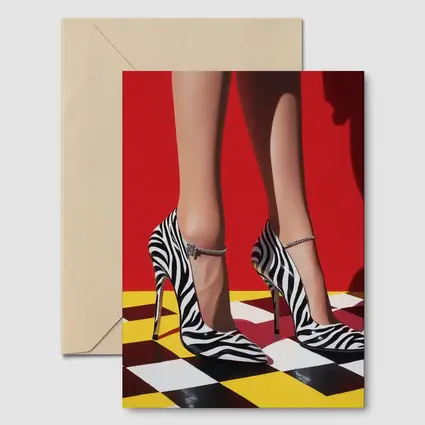 Zebra Print Heels Red Checkered Floor