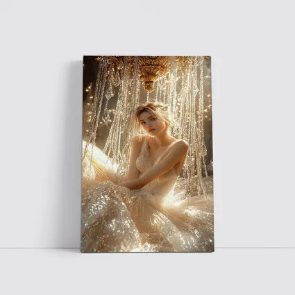 Elegant Woman Golden Crystal Chandelier Fantasy