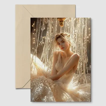 Elegant Woman Golden Crystal Chandelier Fantasy