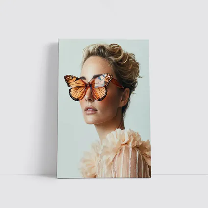 Woman With Butterfly Sunglasses Fashion Portrait