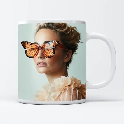 Woman With Butterfly Sunglasses Fashion Portrait