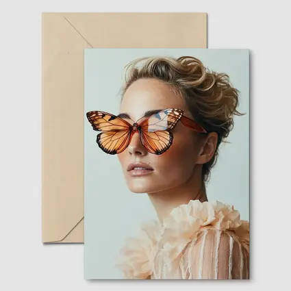 Woman With Butterfly Sunglasses Fashion Portrait