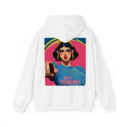 Angry Woman Pointing Pop Art Pink Background