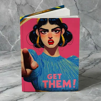 Angry Woman Pointing Pop Art Pink Background