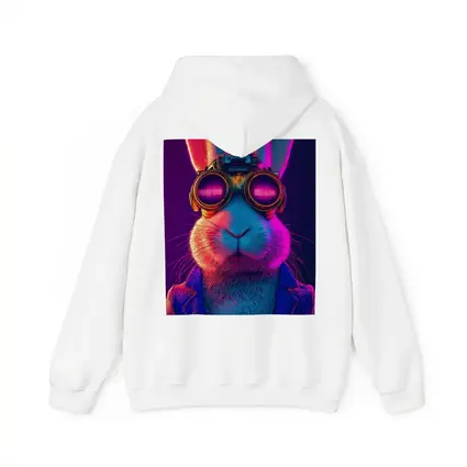Cyberpunk Rabbit Wearing Neon Goggles Portrait