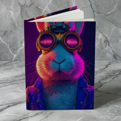 Cyberpunk Rabbit Wearing Neon Goggles Portrait