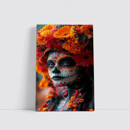 Day of the Dead Woman Orange Flower Crown