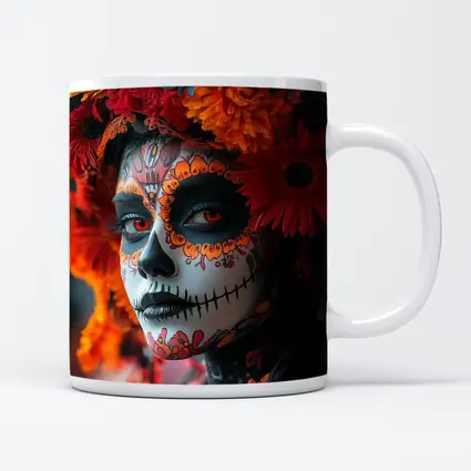 Day of the Dead Woman Orange Flower Crown