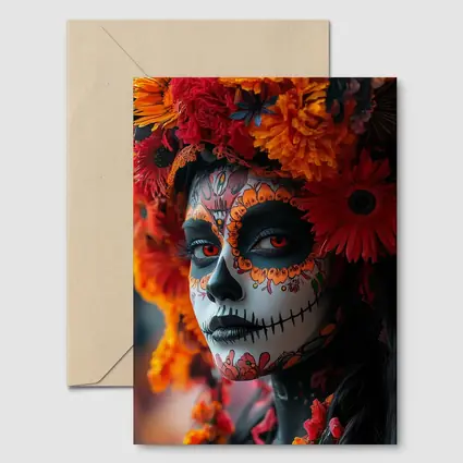 Day of the Dead Woman Orange Flower Crown