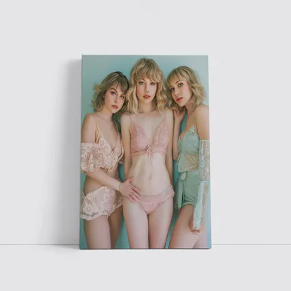 Three Women Pastel Lace Lingerie Soft Background