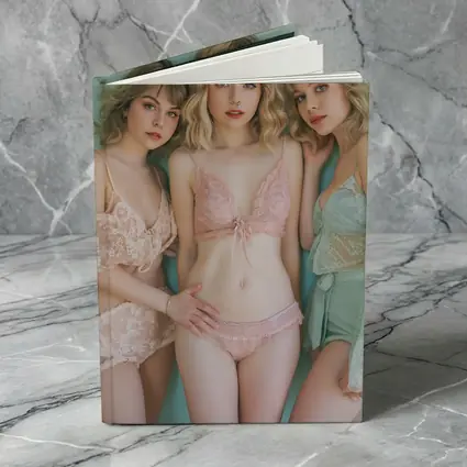 Three Women Pastel Lace Lingerie Soft Background