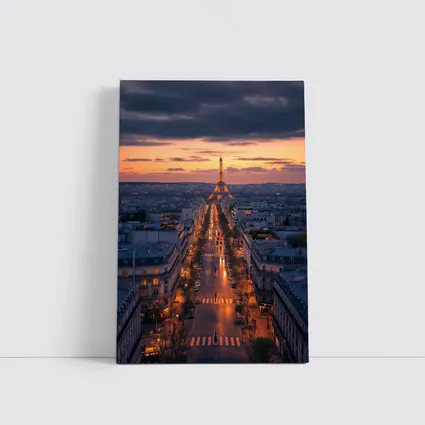 Eiffel Tower Paris Avenue At Dusk