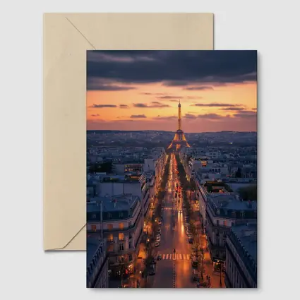 Eiffel Tower Paris Avenue At Dusk