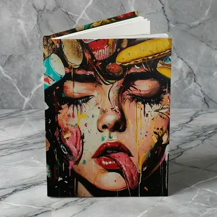 Pop Art Woman Face Fast Food Explosion