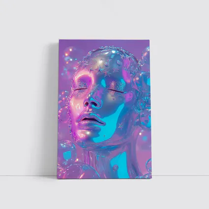 Iridescent Glass Face Y2K Surreal Art