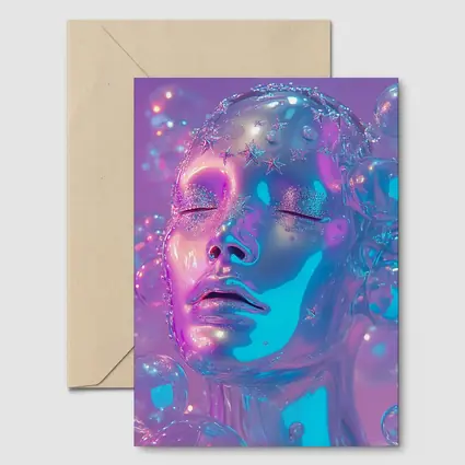 Iridescent Glass Face Y2K Surreal Art