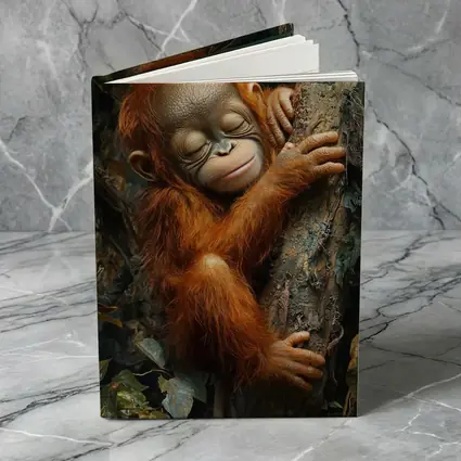 Baby Orangutan Sleeping On Jungle Tree