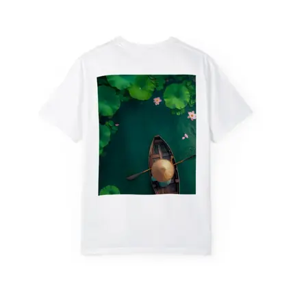 Wooden Boat Lotus Pond Green Water