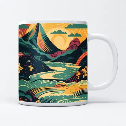 Tropical River Valley Bold Retro Art