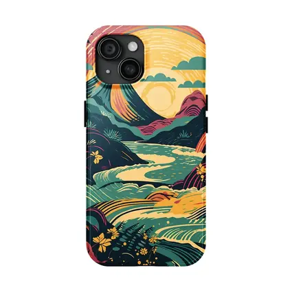 Tropical River Valley Bold Retro Art