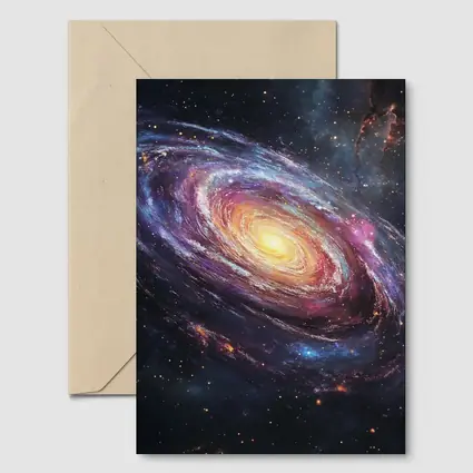 Spiral Galaxy Glowing Core Deep Space Art
