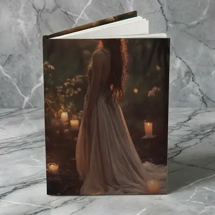 Moonlit Forest Girl Candlelight Fantasy Art