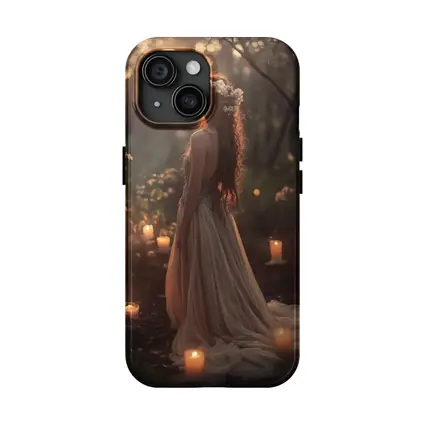 Moonlit Forest Girl Candlelight Fantasy Art