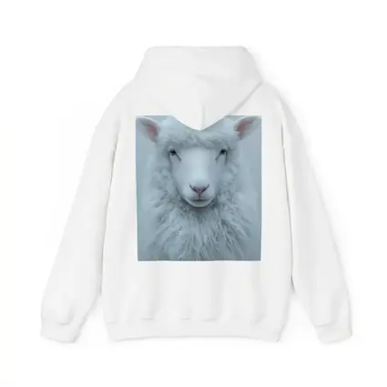 White Sheep Portrait on Light Gray Background