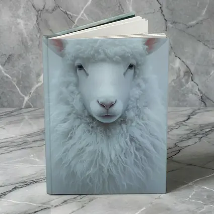 White Sheep Portrait on Light Gray Background