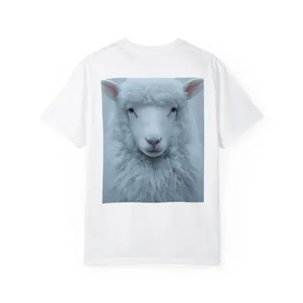 White Sheep Portrait on Light Gray Background