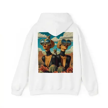 Twin Women Desert Foxes Surreal Pop Art