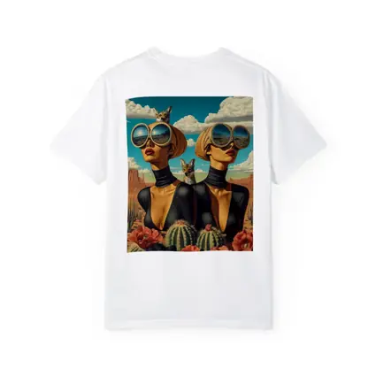 Twin Women Desert Foxes Surreal Pop Art