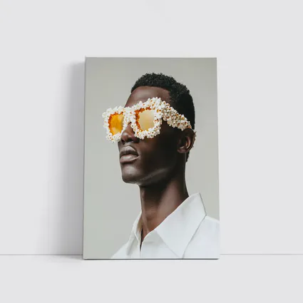Popcorn Covered Sunglasses Man White Background