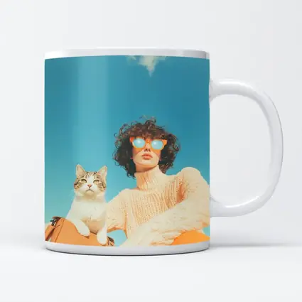 Woman With Cat Blue Sky Summer