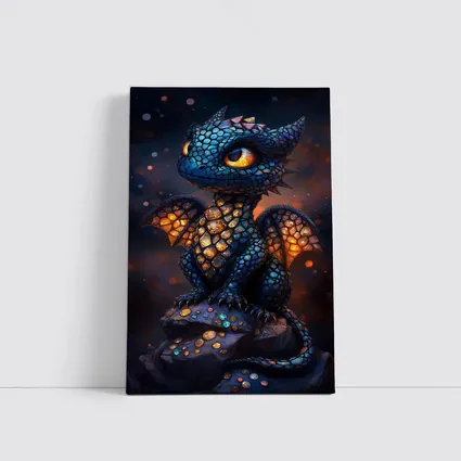 Baby Dragon Glowing Scales Dark Fantasy Art